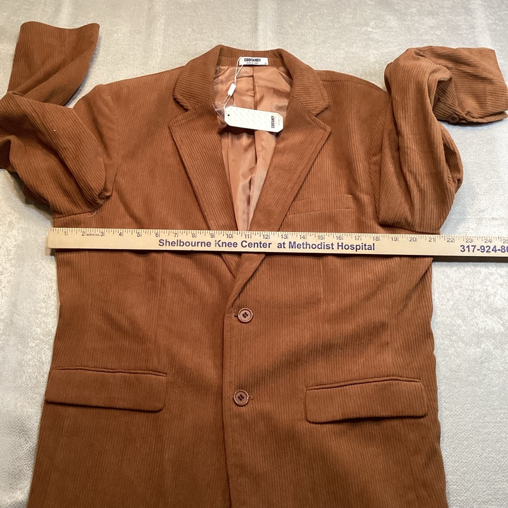 Coofandy Men's Tan Corduroy Blazer NWT - Picture 3 of 12